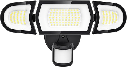 Olafus 100W LED Security Light Motion Sensor Outdoor Light, Motion Flood Light Dusk to Dawn, 9000LM Super Bright 6500K Exterior Motion Detector Floodlight for Garage Yard Porch Eave IP65, Black