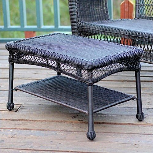 Jeco All-Weather Wicker Resin Outdoor Patio Coffee Table in Espresso - Image 2