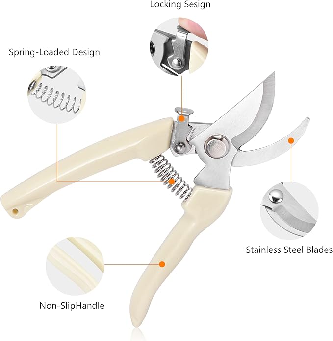 12 Pcs Garden Scissors for Plant, Tip Pruning Shears for Cutting Flowers, Trimming Plants, Bonsai and Fruits Picking (Bypass Blade Pruner)