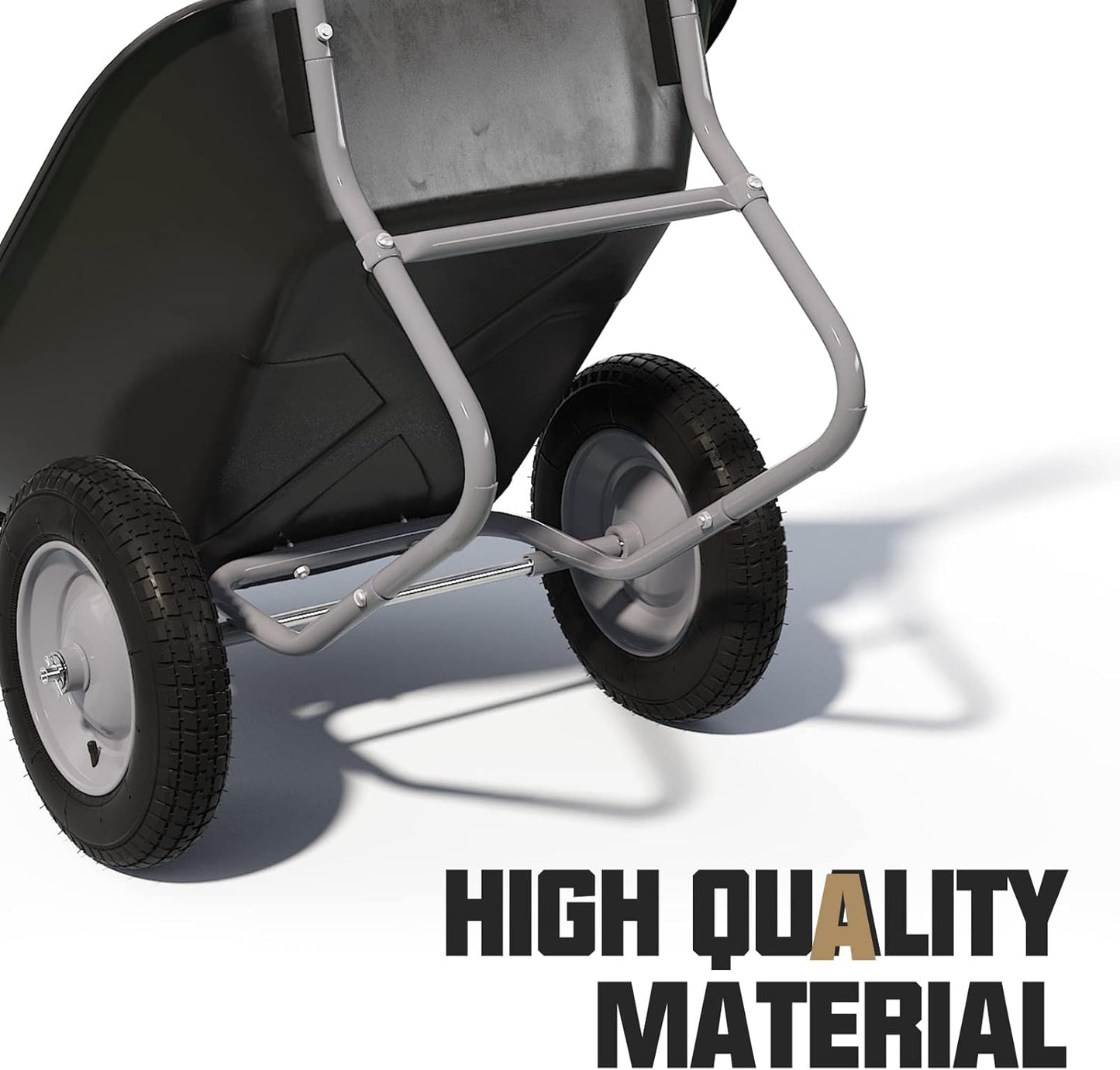 ARNOT Enlarged 2-Wheel Wheelbarrow, Easy Loading and Dumping Garden Cart, Heavy Duty Utility Dump Cart for Outdoor Lawn Yard Farm Ranch, Black