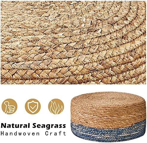 Cpintltr Foot Stool Natural Seagrass Hand Weave Poufs Round Ottoman - Image 6