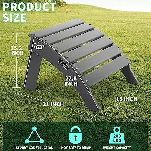 Folding Adirondack Ottoman Set of 2, Outdoor Foot Rest, Patio Footstool - Image 2