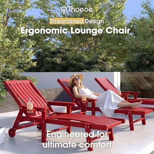 THOEOE Patio Chaise Lounge Chair, HDPE Lounge Chair Outdoor - Image 3