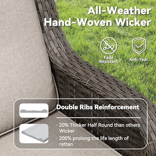 3-Piece Outdoor Couch Set, Include Wicker Patio Sofa - Image 6