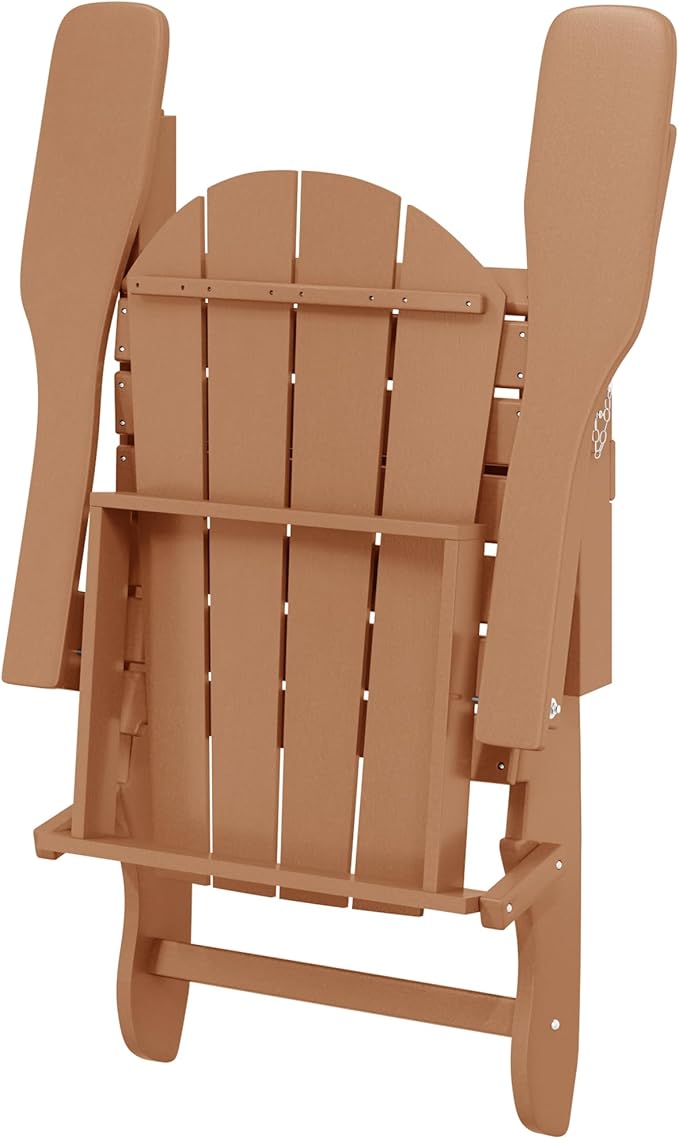 Westin Outdoors Laguna WO Home Furniture Adirondack Chair 4 PC Set Classic Outdoor Patio Folding Chair for Bon Fire Pit Lawn Backyard Beach Plastic Weather-Resistant (Teak)