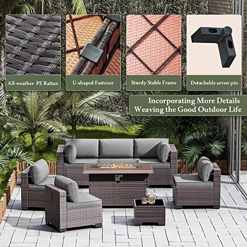 10 Pieces Outdoor Patio Furniture Set, Outdoor Sectional Furniture - Image 3