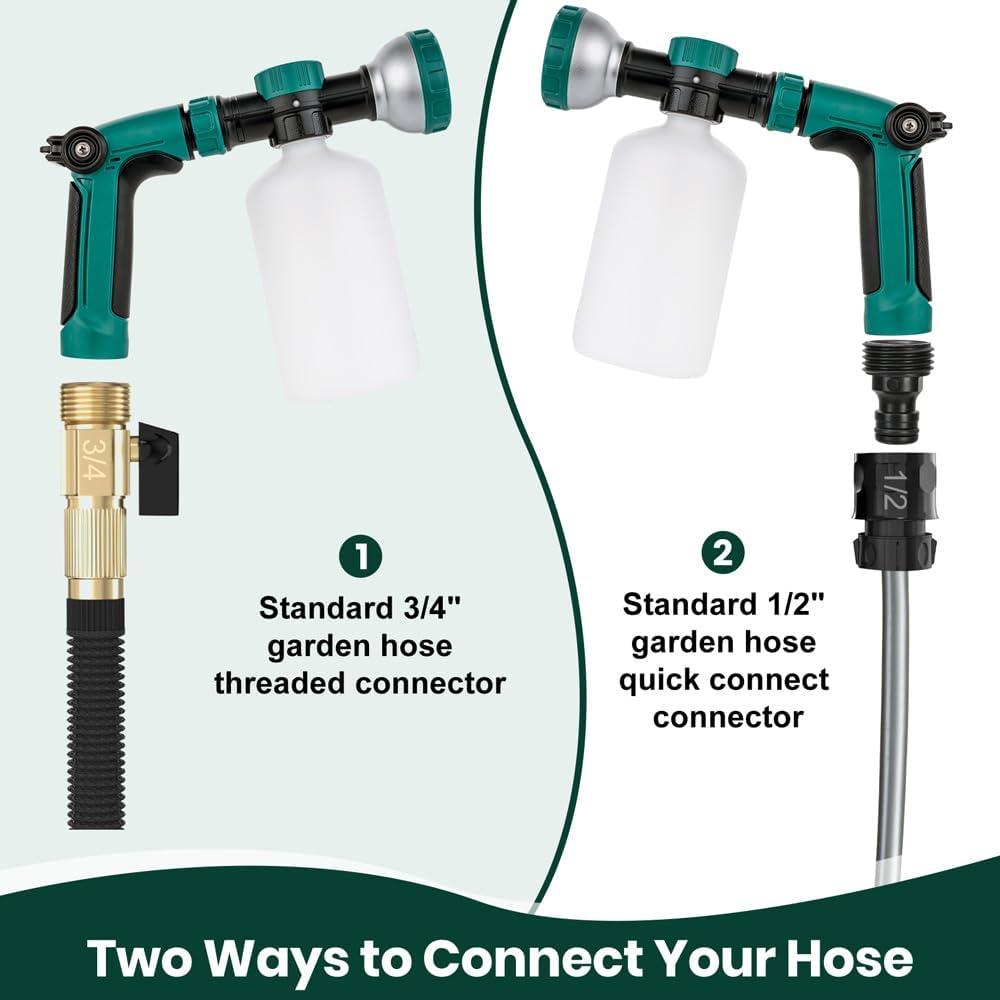 VENETIO 8-Dial Hose End Sprayer for Liquid Fertilizer/Soap | Precision Lawn, Yard & Garden Feeder with 16oz Bottle for Uniform Fertilizing and Watering Plants | Car, Dog Wash Hose Attachment Nozzle