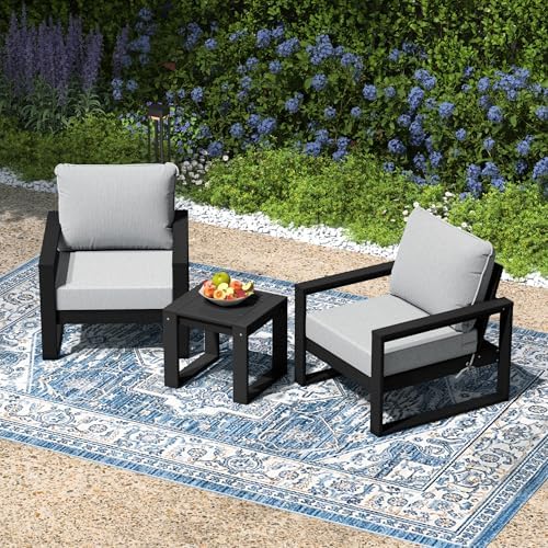 Rockaway Outdoor Modern 3-Piece HDPE Patio Sofa Set by Costaelm