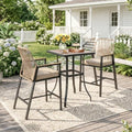 PHI VILLA Bar Height Patio Table and Chairs 3 Piece, Outdoor Furniture Set by PHIVILLA