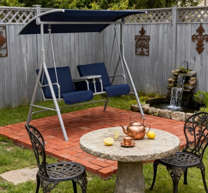 Comfortable Canopy Swing Chair for Two, Adjustable Shade and Storage - Image 7