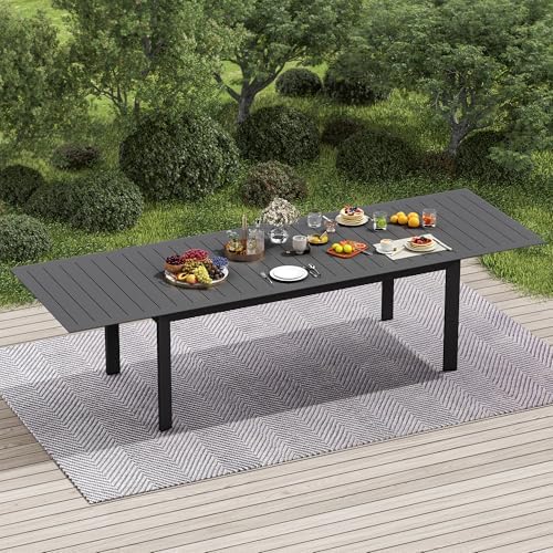 RoyalCraft 122" Expandable Aluminum Patio Outdoor Dining Table - Image 2