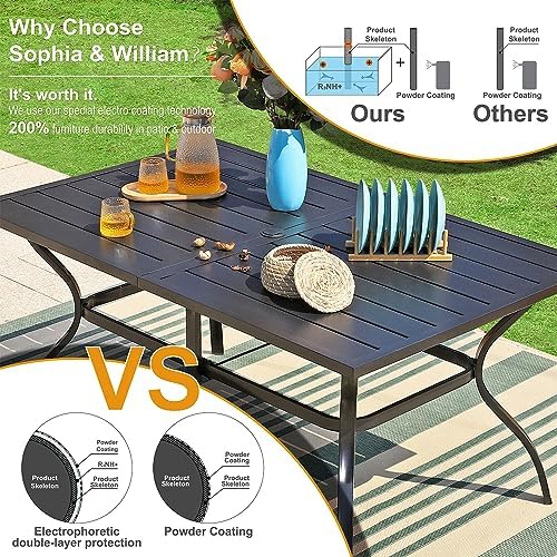 Sophia & William 7-Piece Patio Dining Set, Metal Table, PE Wicker Chairs - Image 5