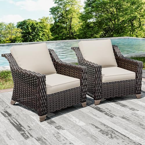 Wicker Patio Chairs Set of 2, Outdoor Rattan Furniture - Image 6