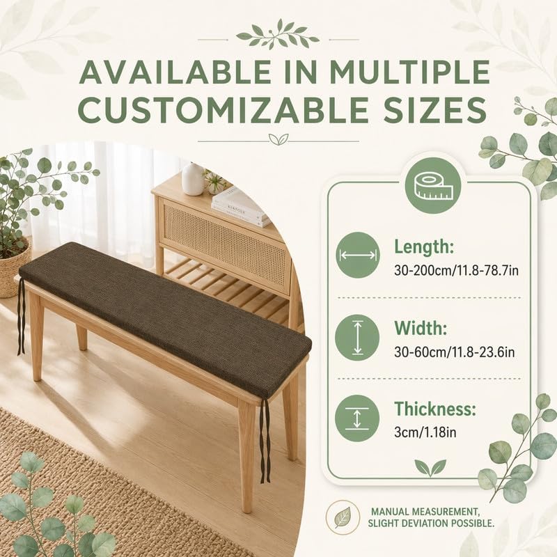 Cushions for Swings 24x66in Linen Fabric for Dining Shoes Bench Settee Patio - Image 3