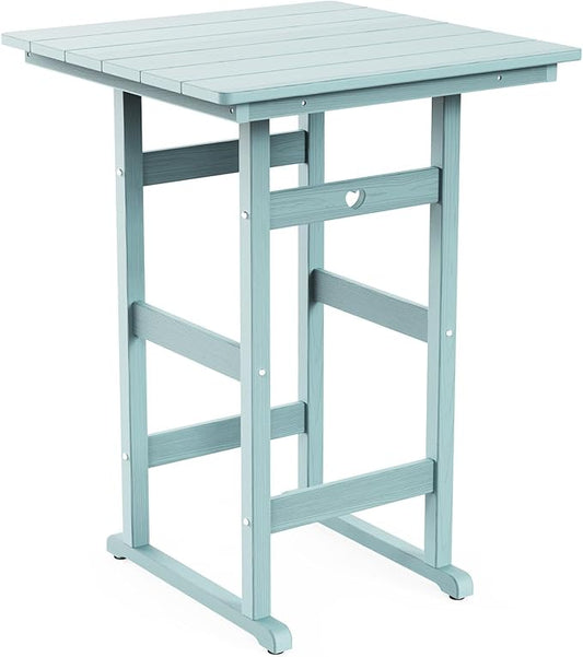 Adirondack Outdoor Bar Table, Durable HDPE Composite, Weather Resistant, Easy to Clean, Perfect for Backyard and Poolside Use, Light Blue