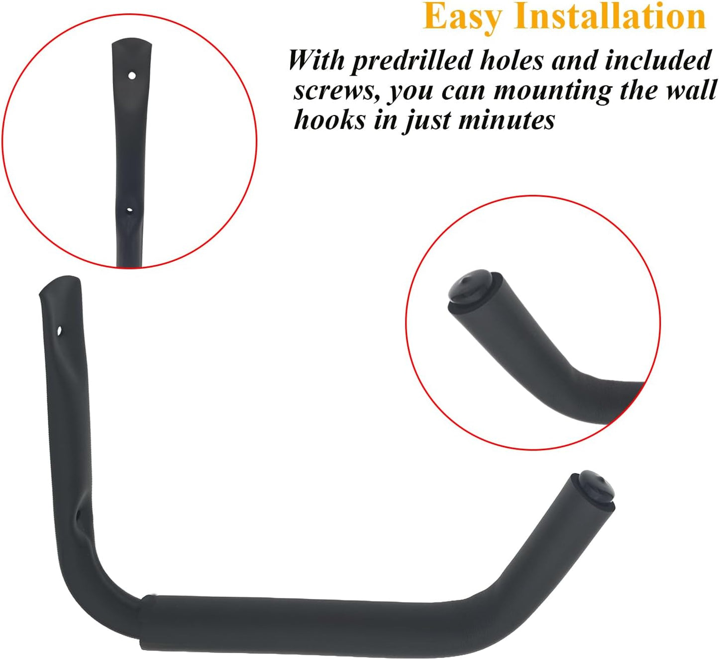 Kayak Hook Heavy Duty Kayak Wall Mount for Indoor Storage Space-Saving Kayak Storage Rack Soft Padded Garage J-Hook Wall Hanger for Bikes Kayak and Hanging Ladders 4pcs