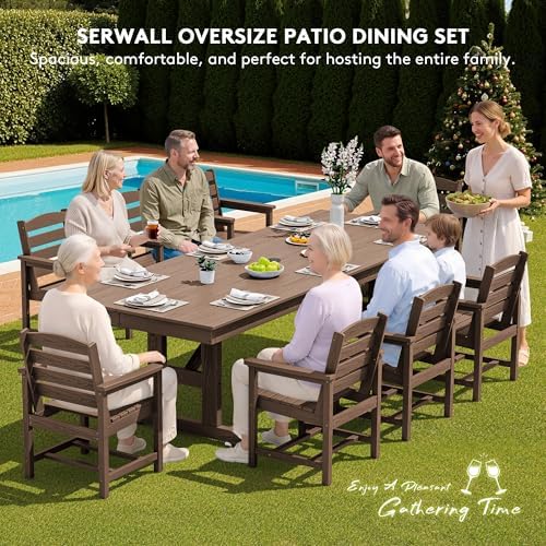 SERWALL Outdoor 84" HDPE Rectangular Dining Table - Image 6