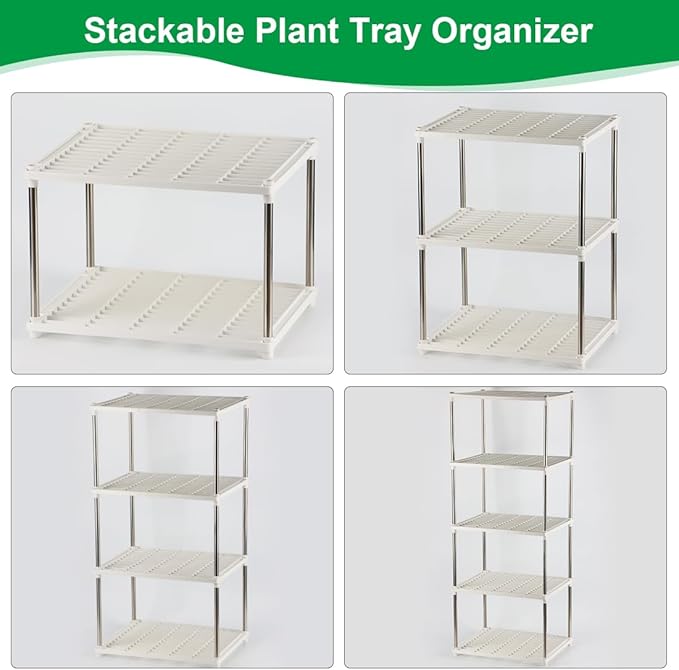 5 Layer Sprouting Tray Storage Shelf, Plant Tray Shelf Nursery Pot Tray Shelf Seeding Tray Container Shelves Indoor/Outdoor Plant Rack Holder (34.65''Hx13.58 Wx16.54 L, White)