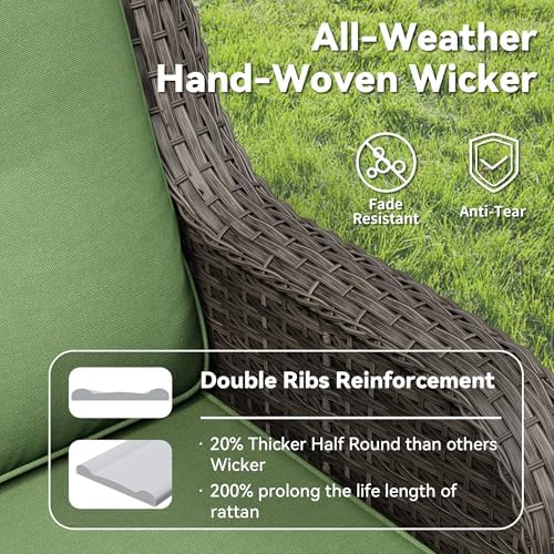 3-Piece Outdoor Couch Set, Include Wicker Patio Sofa - Image 6