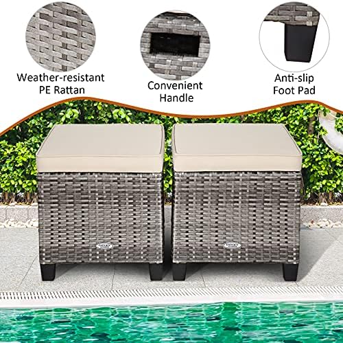 RELAX4LIFE 2-Piece Patio Rattan Ottomans - Image 4