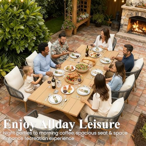 13 Pieces Outdoor Patio Dining Set, Aluminium Rectangular Dining Table and - Image 2