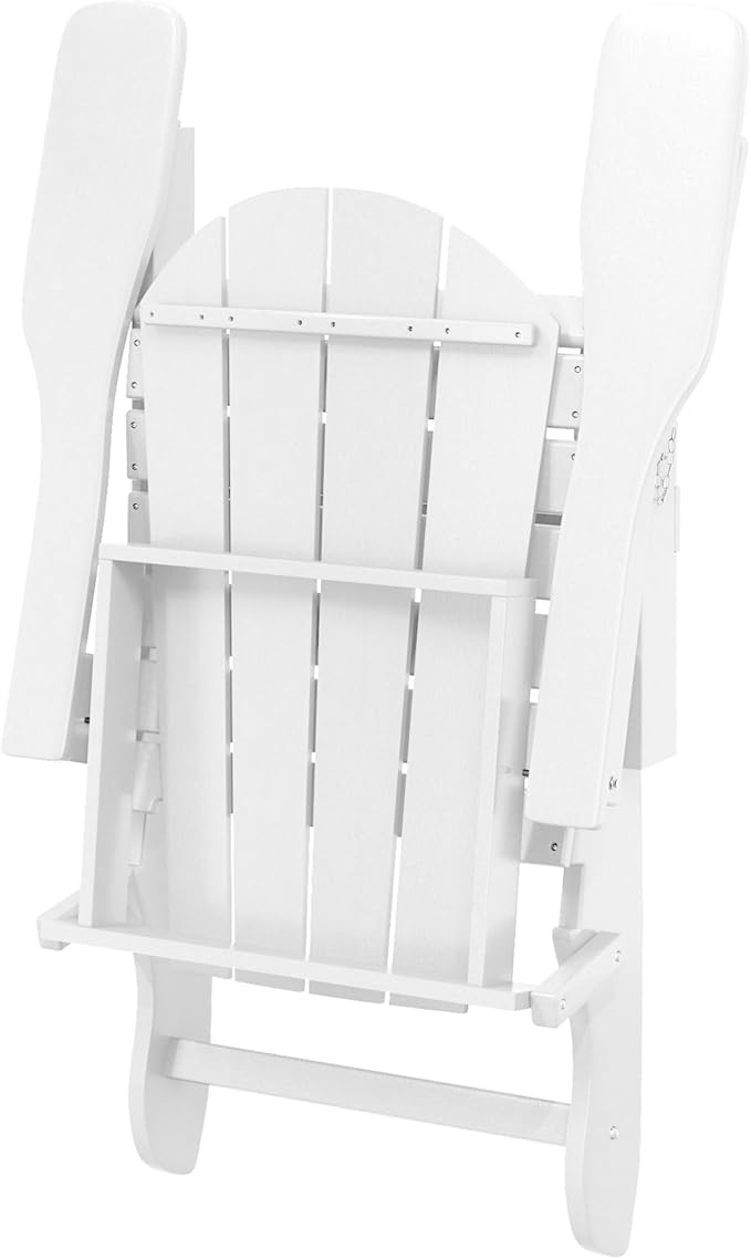 Westin Outdoors Laguna WO Home Furniture Adirondack Chair 4 PC Set Classic Outdoor Patio Folding Chair for Bon Fire Pit Lawn Backyard Beach Plastic Weather-Resistant (White)
