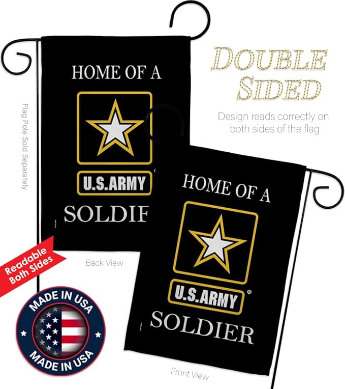 Army Soldier Dorm Decor Banner Wall Art Flag Pole Patio Lawn Garden Room Decorations Indoor Outdoor Tapestry Yard Signs Armed Forces American Military Veteran Retire Official Made In USA