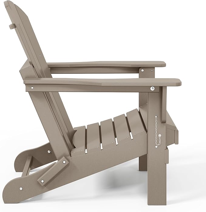 Westin Outdoors Laguna WO Home Outdoor Adirondack Folding Chair Lounger Seat Traditional Retro Home Furniture for Beach, Balcony, Backyard, Lawn, Patio, Pool, Deck, Garden (Weathered Wood)