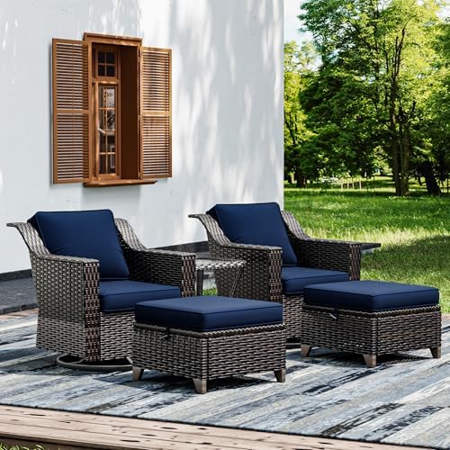 Wicker Patio Furniture Sets, 5 Pieces Upgraded Large Size Outdoor Furniture by Joyside