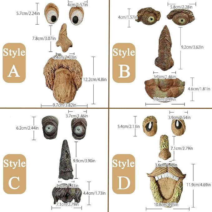 2 Pack Tree Faces Decor Outdoor, Tree Face Outdoor Statues Old Man Tree Hugger Bark Ghost Yard Art Garden Decoration, Tree Decorations Outdoor for Halloween Easter Garden Creative Props