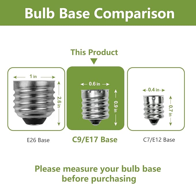 25Pack C9 Replacement LED Light Bulbs, Strawberry Christmas Bulb 2700K Soft White Shatterproof & Waterproof Outdoor String Light Bulbs, E17 Candelabra Base Edison Bulbs for Holiday Decoration