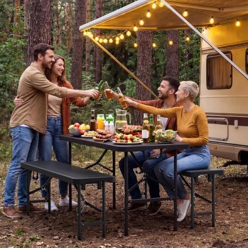 VINGLI 4 feet Plastic Folding Bench, Portable in/Outdoor Picnic Party Camping - Image 7