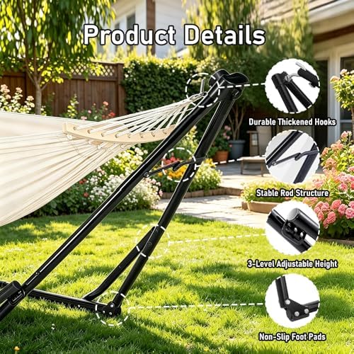 2-in-1 Hammock Chair, Foldable Steel Stand Indoor Outdoor Swing Bag - Image 4