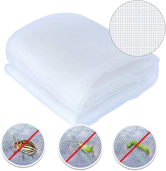 Agfabric Garden Netting 5'x10' Insect Pest Barrier Bird Netting for Garden Protection,Row Cover Mesh Netting for Vegetables Fruit Trees and Plants,White