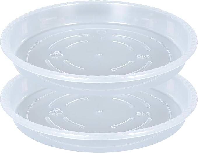 Plant Saucer 2 Pack of 10 inch, Clear Plastic Flower Plant Pot Saucer, Heavy Duty Plant Drip Trays Saucers for Indoor, Plant Water Tray for Planters