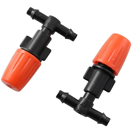 Atomizing Nozzle RLECS 25PCS Irrigation System Misting Automatic Watering Garden Hose Spray Adjustable Garden Irrigation Nozzles with Tee Joints for Greenhouse Vegetable Irrigation