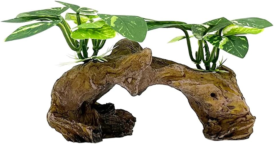 Smoothedo-Pets Fish Tank Decorations Aquarium Decor Ornaments Betta Silk Leaf pad Hammock Artifical Driftwood Cave Goldfish Bowl Accessories (Type-D)