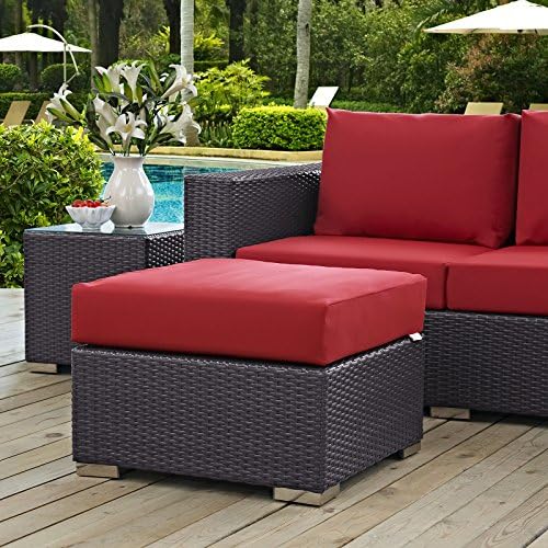 Modway Convene Wicker Rattan Outdoor Patio Square Ottoman - Image 2