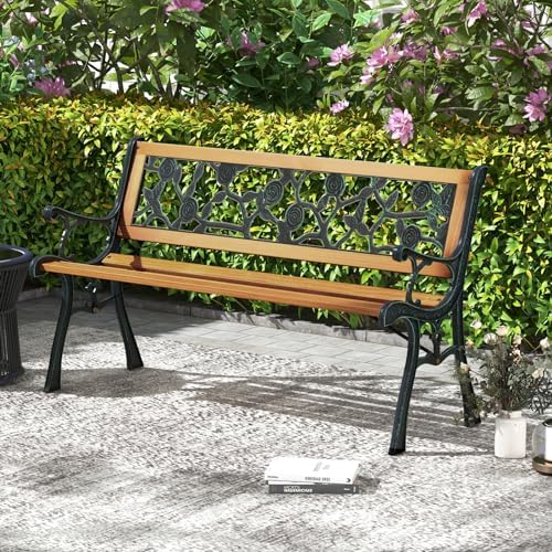 Tangkula Outdoor Garden Bench Park Bench, Patio Iron Bench Chair - Image 2