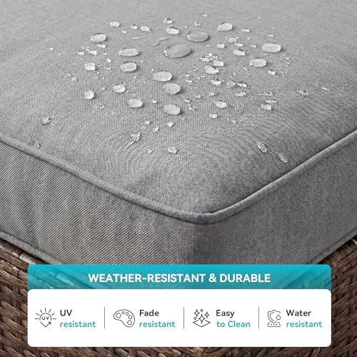 COSIEST 2 Piece All Weather Wicker Outdoor Ottoman Set, Patio Footstools - Image 5