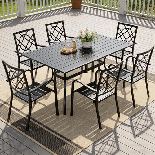 7-Piece Outdoor Wrought Iron Chairs and Table Patio Dining Furniture Set - Image 4