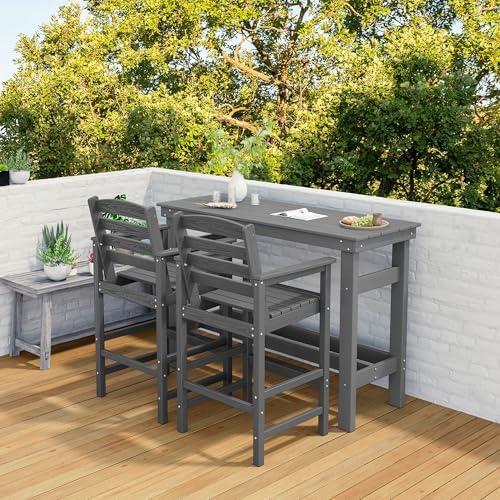 SERWALL Outdoor Bar Table and Chairs Set - Image 6