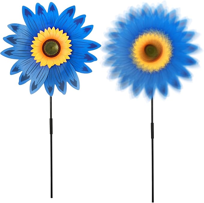 6pcs Sunflower Lawn Pinwheels Wind Spinners Large Windmill Pinwheel for Garden,Yard, Party Outdoor Decor (Sunflower Pinwheels)