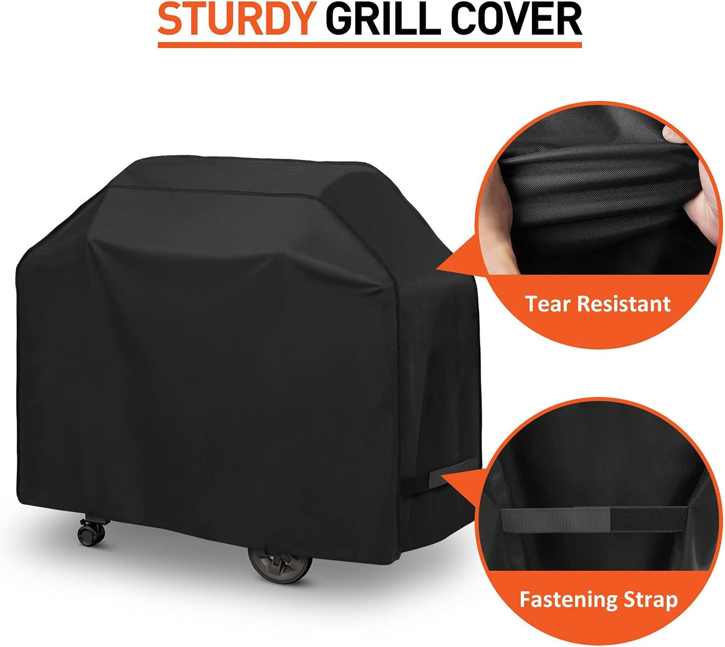 BBQ Grill Cover 50 Inch, Heavy Duty Waterproof Barbecue Cover for Outdoor Grills up to 48 Inch Width, Suitable for Weber, Char Broil, Nexgrill Grills, etc, All Weather Protection, Black
