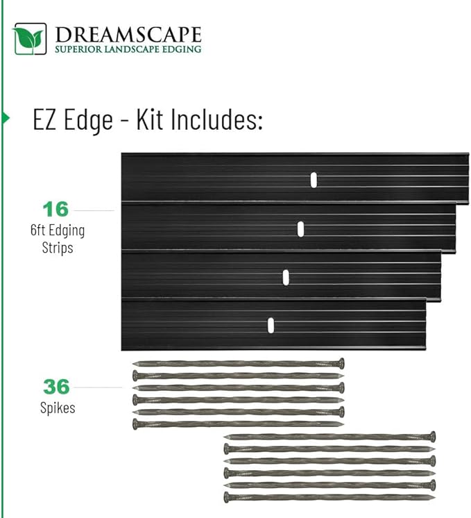 Dreamscape E-Z Edge Aluminum Landscape Edging - 12 Strips, 6ft Each (72ft Total), Mill Finish (Natural Aluminum) - Professional Quality Landscaping Border, Metal Divider for Lawn, Garden, Flowerbed…