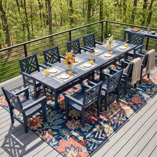 HDPE Dining Table Set for 10, 12-Piece Outdoor Table and Chairs Include 10 - Image 2