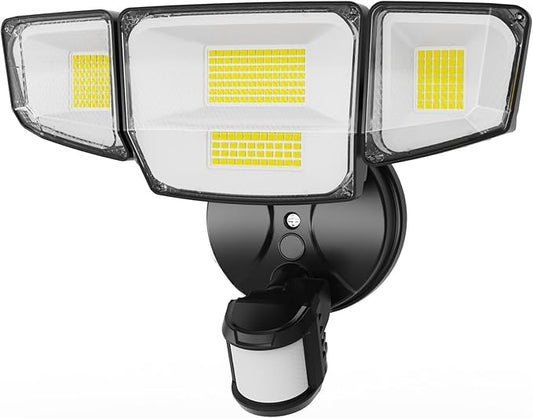 90W 10000LM LED Security Lights Motion Sensor Outdoor Lights, 4 Head Dusk to Dawn, 6500K Daylight Flood Lights Outdoor Motion Sensor, IP65 Waterproof, Motion Light for Outside, Garage, Yard, Porch