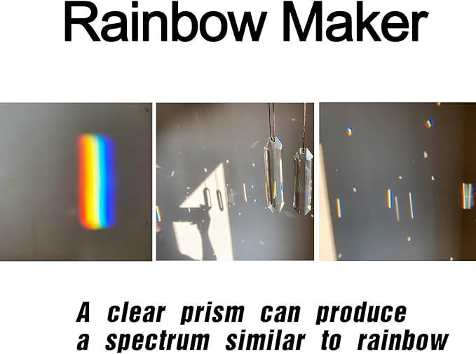 2PCS 5" Large Crystal Sun Catcher Prisms, STINO Hanging Suncatchers with Glass Prism, Rainbow Maker for Windows, Balcony, Kitchen, Garden Decoration (1, Rectangle Clear 2Pcs)