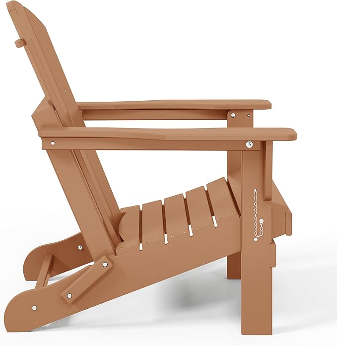 Westin Outdoors Laguna WO Home Furniture Adirondack Chair 4 PC Set Classic Outdoor Patio Folding Chair for Bon Fire Pit Lawn Backyard Beach Plastic Weather-Resistant (Teak)