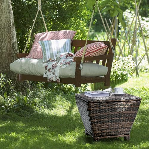 VINGLI Outdoor Side Table with Storage, 13-Gallon Patio Deck Box Outdoor Wicker - Image 2